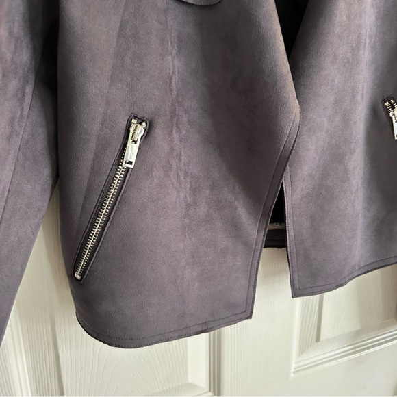 Anthropologie Expressway Faux Leather Suede Moto Jacket Dark Grey - Picture 4 of 8